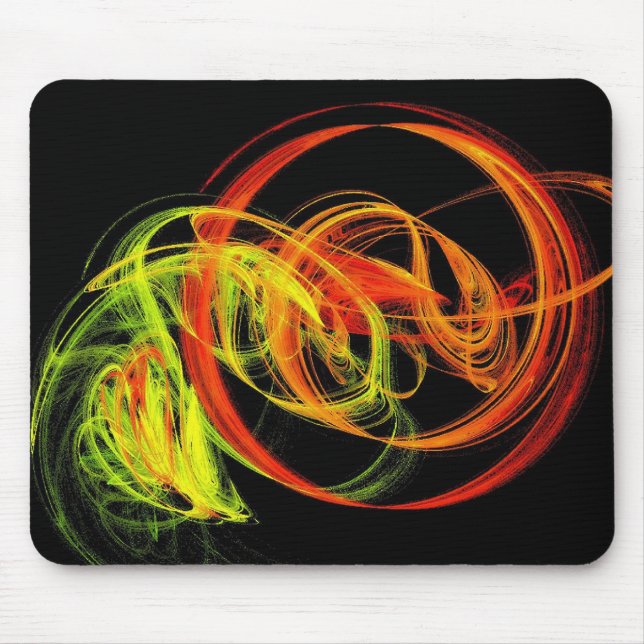 Orange Yellow Green Abstract Swirls Mouse Pad (Front)