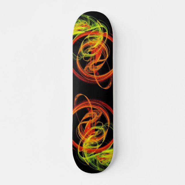 Orange Yellow Green Abstract Swirls Skateboard Dec (Front)