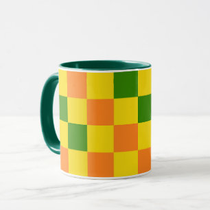 Orange Yellow Green Chequered Pattern Design Mug