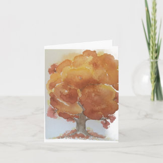 Orange yellow green fall colour tree - blank folde card