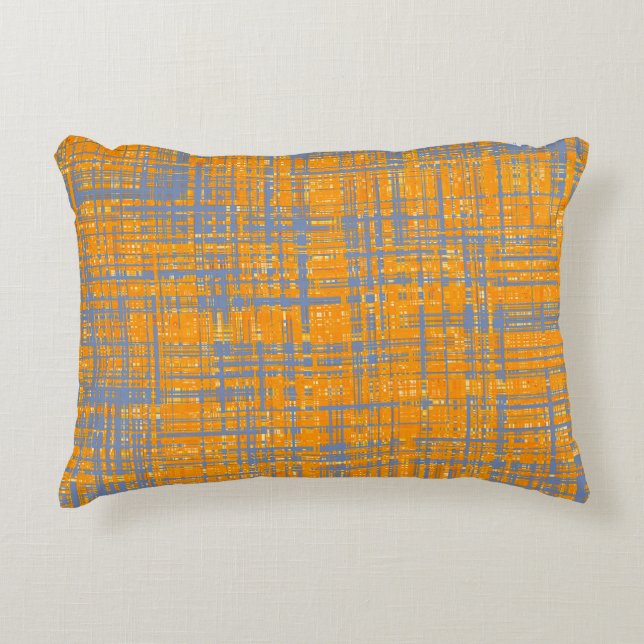 Orange Yellow Grey Blue Modern Pattern Decorative Cushion (Front)
