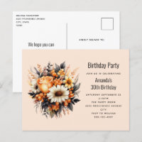 Orange Yellow Grey Flower Bouquet Birthday Party