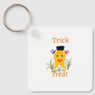 Orange yellow halloween ghost trick or treat add n key ring