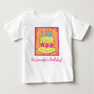 Orange Yellow Happy Birthday Cake Candles Baby T-Shirt