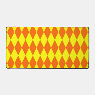 Orange Yellow Harlequin Checkered Design  Desk Mat