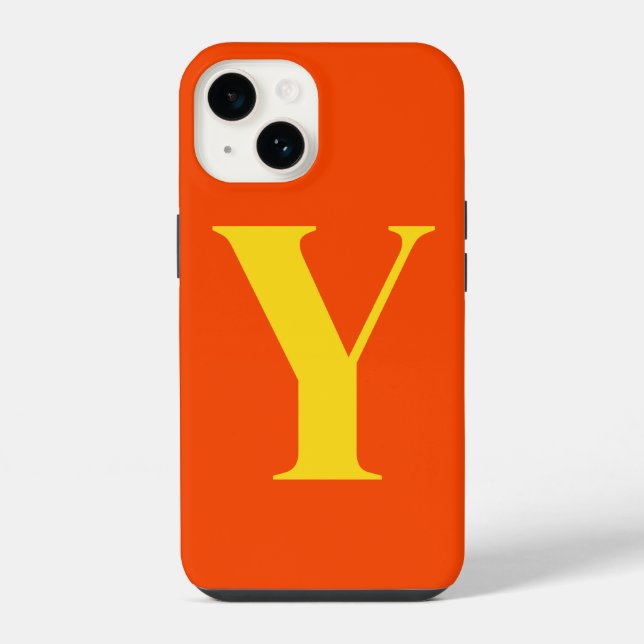 Orange Yellow Initial Personalised Monogram  iPhone Case (Back)