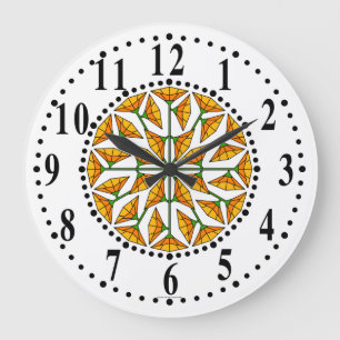 Orange-yellow / Lemon-yellow Floral 262 Wall Clock