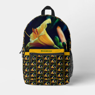 Orange Yellow Lily Flower Personalised Printed Backpack