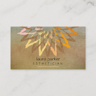 Orange Yellow Lotus Flower Yoga Teacher Business Card