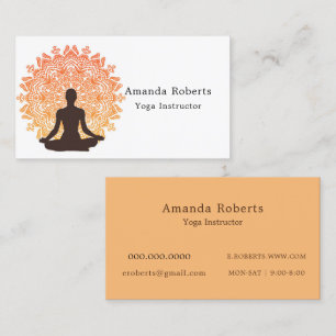Orange Yellow Mandala Yoga Instructor Business Card