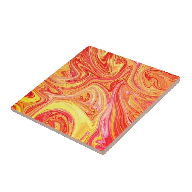 Orange Yellow Marble Stone - Abstract Texture Art Tile (Side)