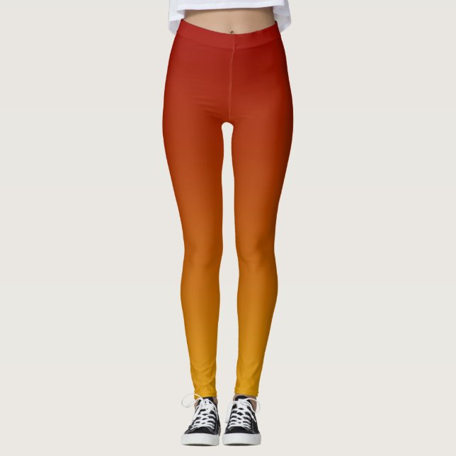 Orange Yellow Ombre Sunset Leggings (Front)