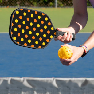 Orange Yellow On Black Polka Dots Design  Pickleball Paddle