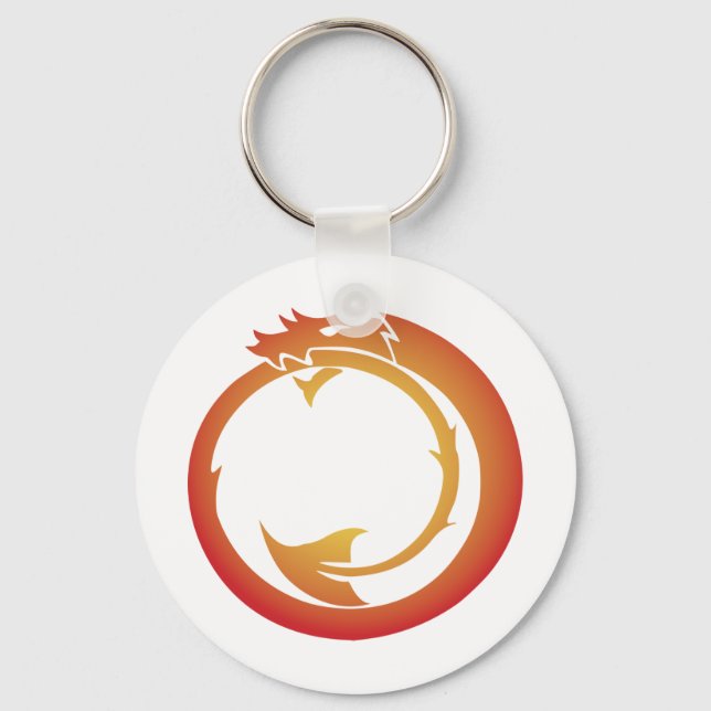 Orange Yellow Ouroboros Dragon Key Ring (Front)