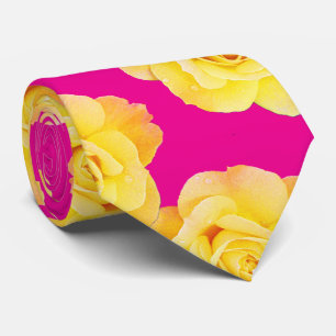 Orange Yellow Pink Floral Rose Modern Colourful Tie