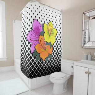 Orange & Yellow & Pink Flowers on a Trellis Shower Curtain