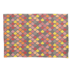 Orange Yellow Pink Grey Scales Pattern Pillowcase
