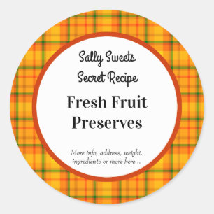 Orange Yellow Plaid Editable Baking Stickers