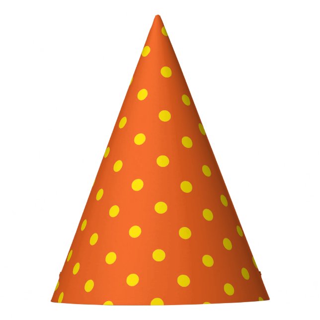 Orange Yellow Polka Dot Fall Halloween Party Hat (Front)