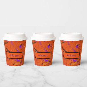 Orange, Yellow, Purple and Black Abstract  Paper Cups