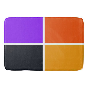 Orange, Yellow, Purple and Black Squares  Bath Mat