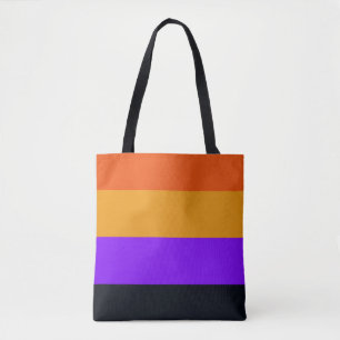 Orange, Yellow, Purple and Black Stripes Tote Bag