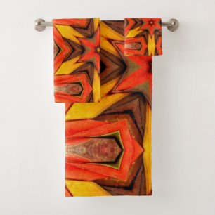 Orange Yellow Red Bathroom Towel Sets