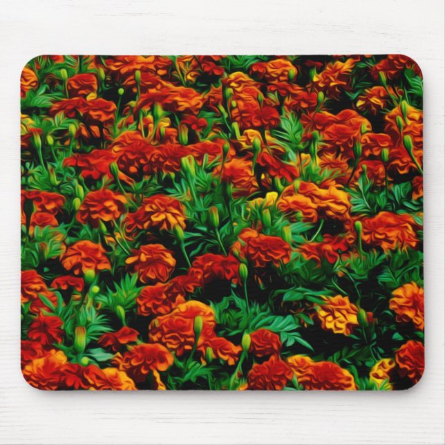 Orange Yellow Red Flower Landscape Mouse Pad (Front)