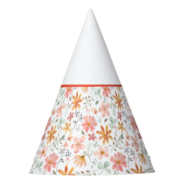 Orange yellow red garden thanksgiving pattern  party hat (Front)