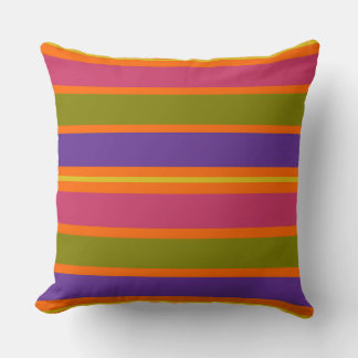Orange, Yellow, Red, Green and Purple stripes Cushion