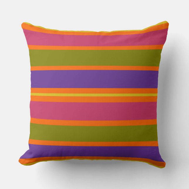 Orange, Yellow, Red, Green and Purple stripes Cushion (Front)