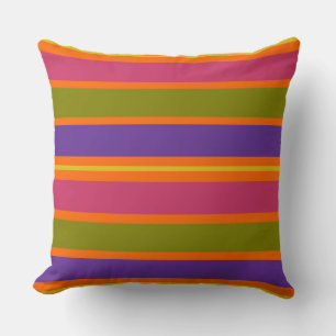 Orange, Yellow, Red, Green and Purple stripes Cushion