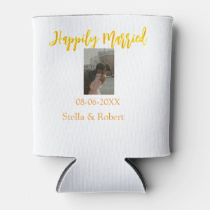 Orange yellow retro photo happily married couple can cooler