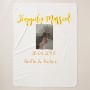 Orange yellow retro photo happily married couple sherpa blanket