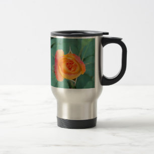 orange yellow rose flower travel mug