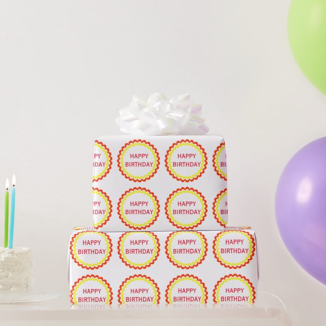 Orange yellow simple happy birthday Wrapping Paper (Party Gifts)