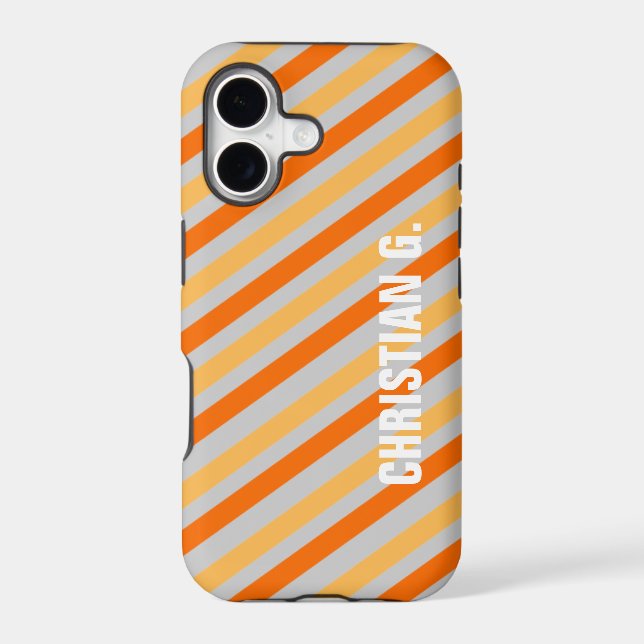 Orange yellow stripe pattern custom name personal (Back)