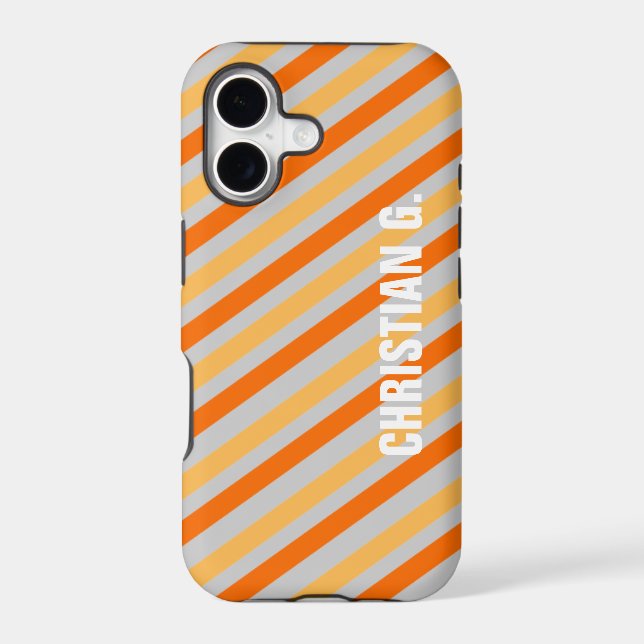 Orange yellow stripe pattern custom name personal (Back)