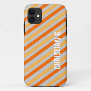 Orange yellow stripe pattern custom name personal Case-Mate iPhone case