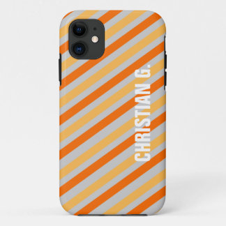 Orange yellow stripe pattern custom name personal Case-Mate iPhone case