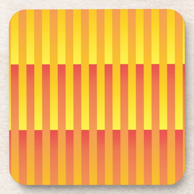 Orange Yellow Striped Pattern Coaster (Front)