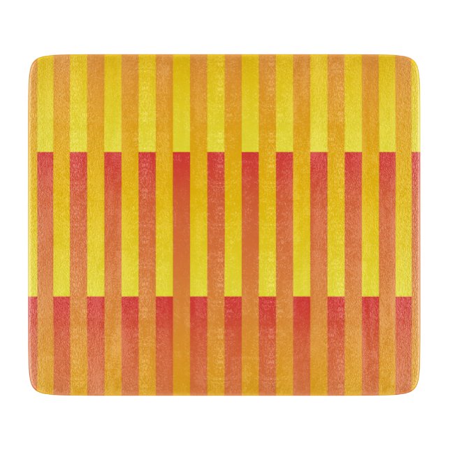 Orange Yellow Striped Pattern Cutting Board (Front)