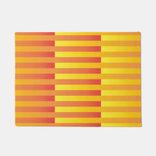 Orange Yellow Striped Pattern Doormat