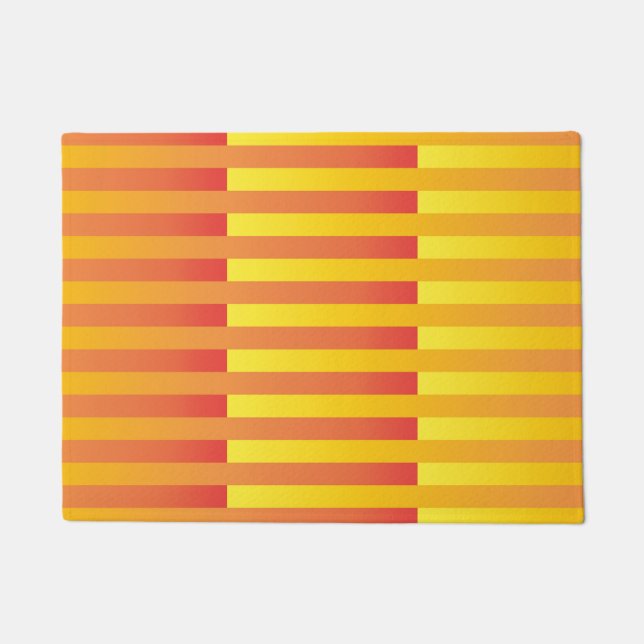 Orange Yellow Striped Pattern Doormat (Front)