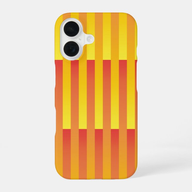 Orange Yellow Striped Pattern iPhone 16 Case (Back)