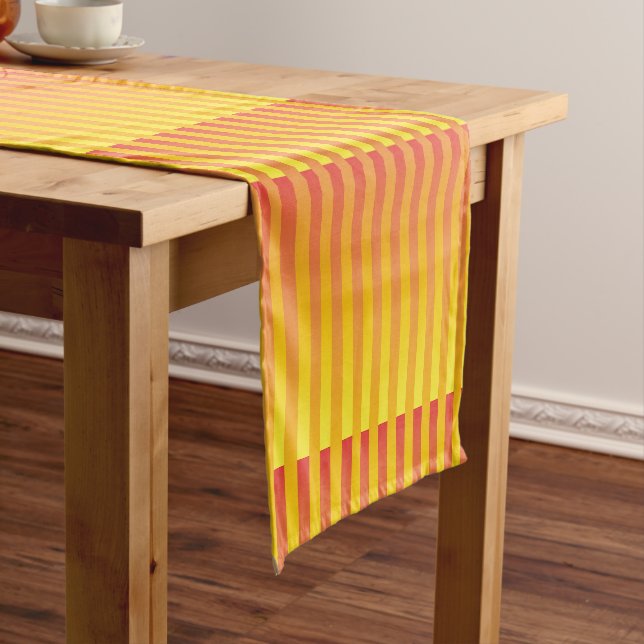 Orange Yellow Striped Pattern Short Table Runner (In Situ)