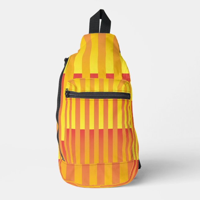 Orange Yellow Striped Pattern Sling Bag (Front)