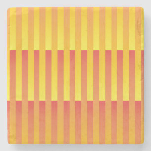 Orange Yellow Striped Pattern Stone Coaster