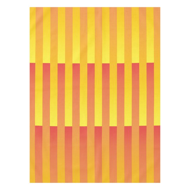 Orange Yellow Striped Pattern Tablecloth (Front)