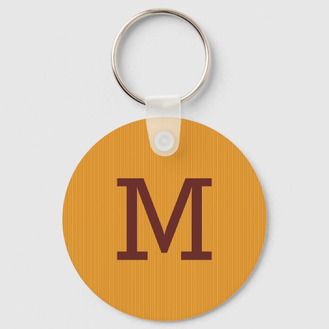 Orange / Yellow Stripes custom monogram key chain (Front)